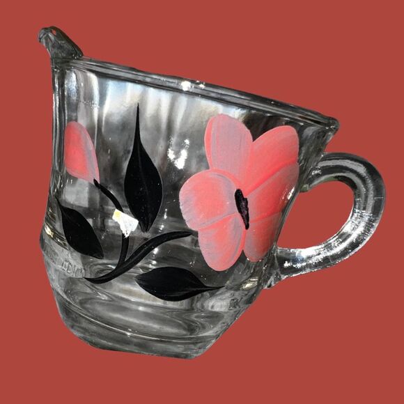 Vintage 1950's Barlett-Collins Hand-Painted Glass Creamer & Sugar Bowl - Picture 6 of 6